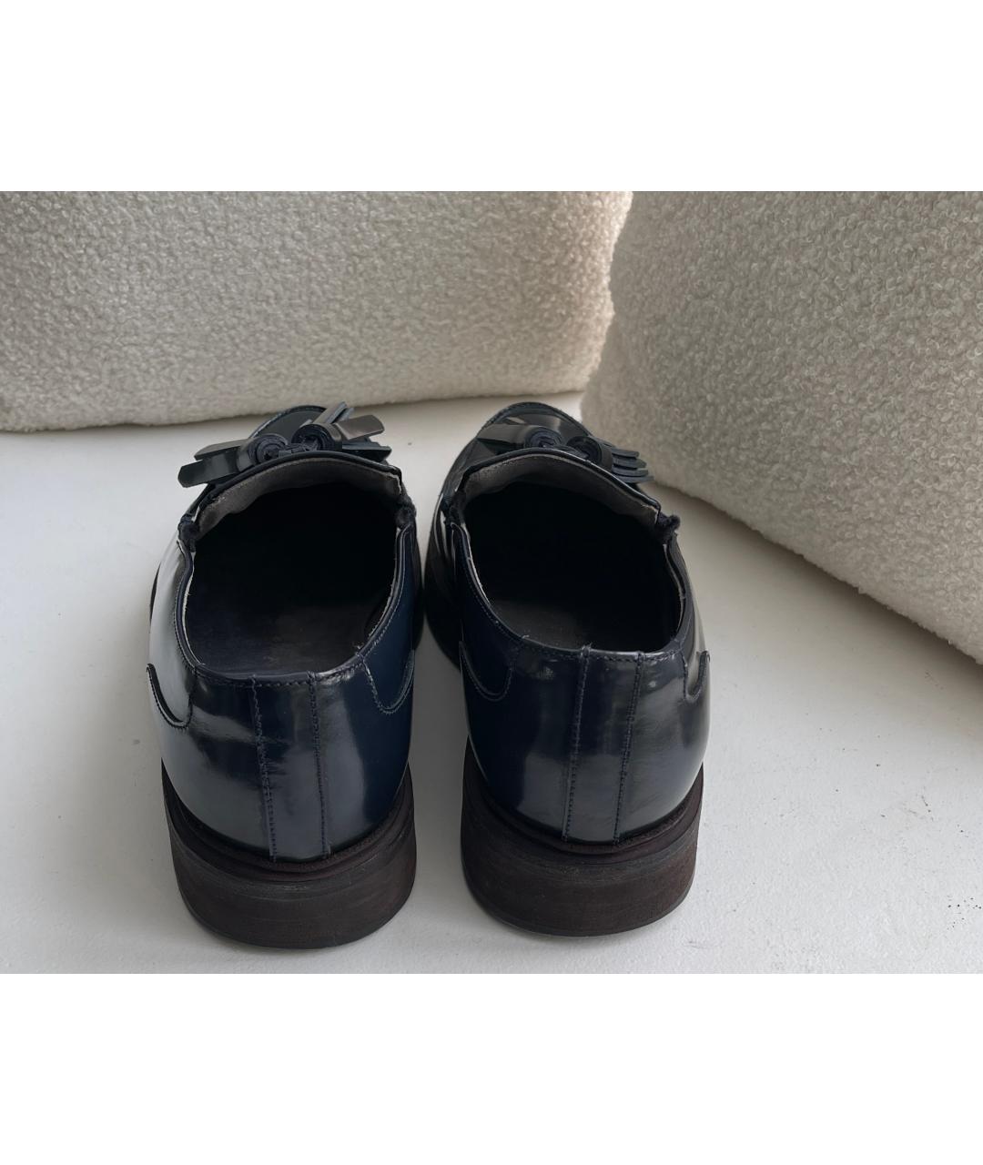 BRUNELLO CUCINELLI Темно-синие кожаные лоферы, фото 5