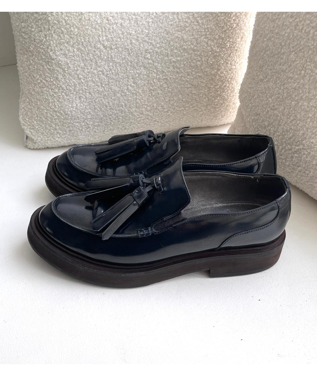 BRUNELLO CUCINELLI Темно-синие кожаные лоферы, фото 3