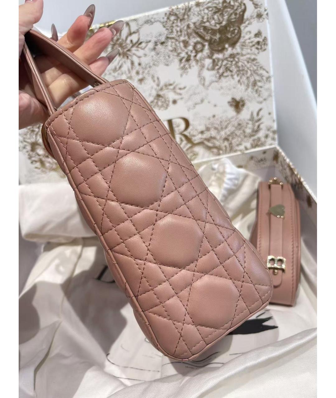 CHRISTIAN DIOR Розовая кожаная сумка с короткими ручками, фото 5