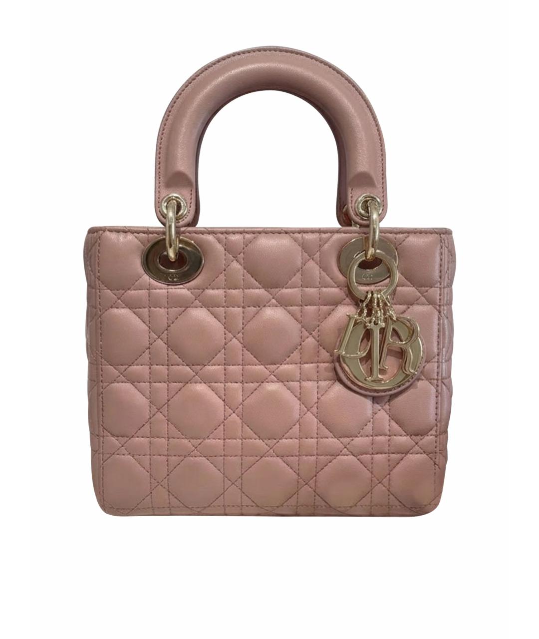 CHRISTIAN DIOR Розовая кожаная сумка с короткими ручками, фото 1