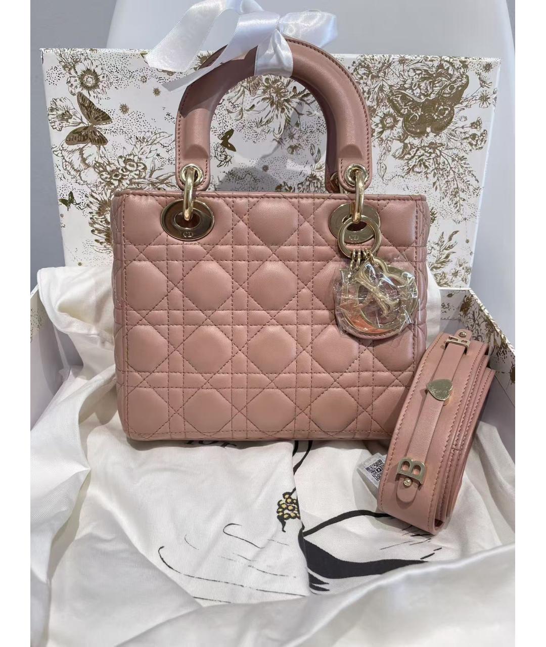 CHRISTIAN DIOR Розовая кожаная сумка с короткими ручками, фото 7