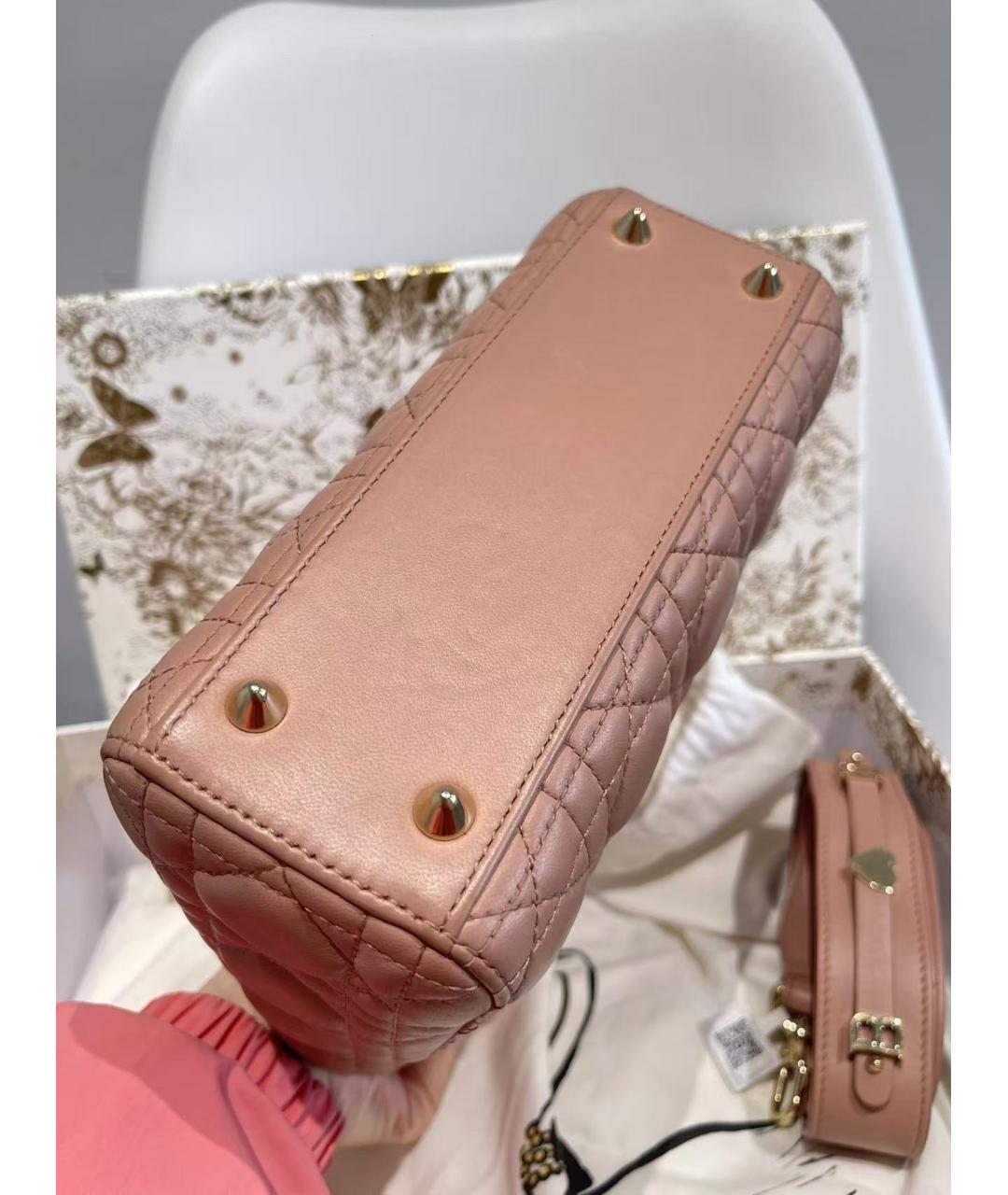 CHRISTIAN DIOR Розовая кожаная сумка с короткими ручками, фото 4