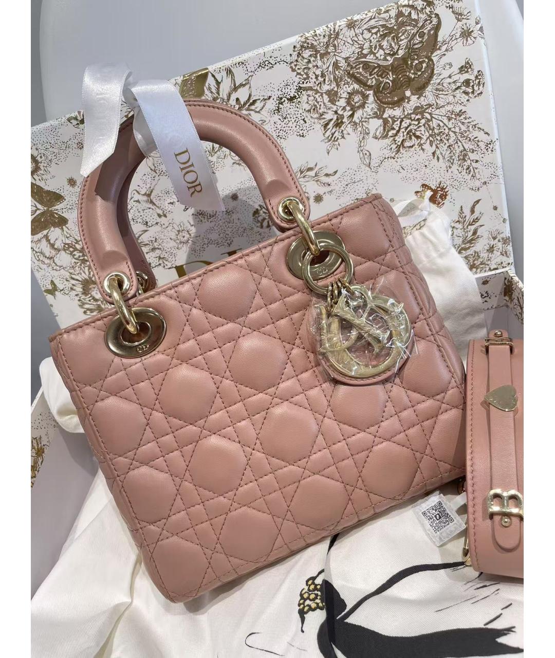 CHRISTIAN DIOR Розовая кожаная сумка с короткими ручками, фото 3