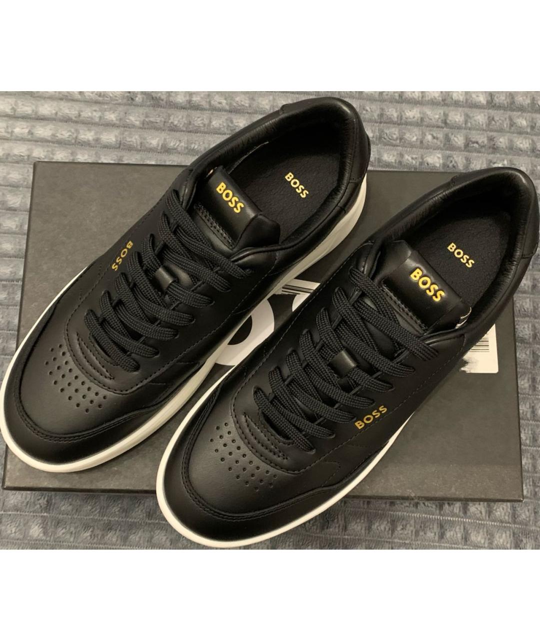 HUGO BOSS Черные кожаные кеды, фото 3