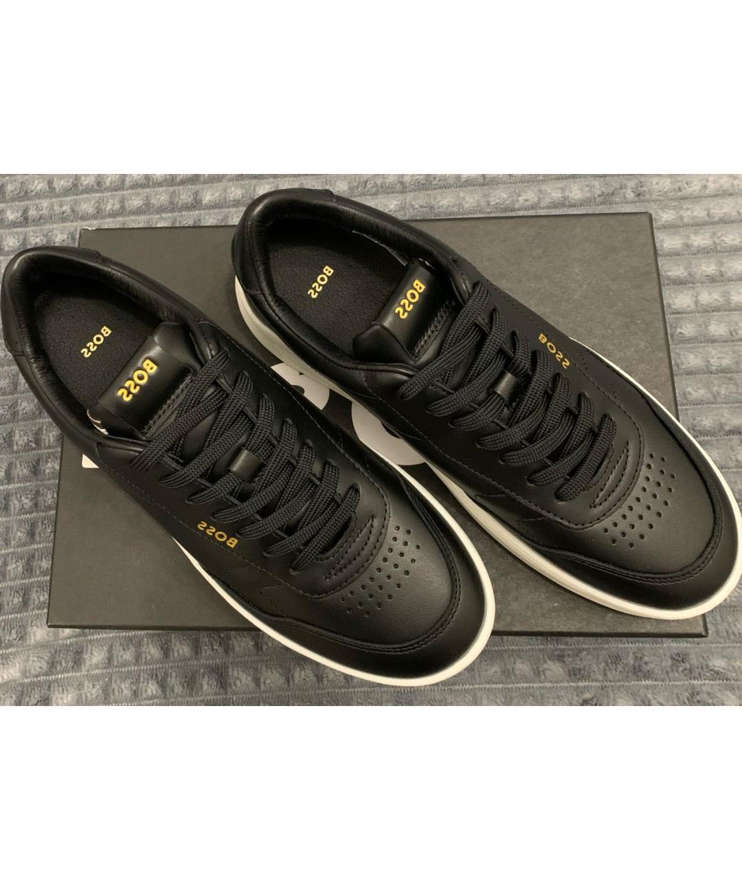 HUGO BOSS Черные кожаные кеды, фото 6