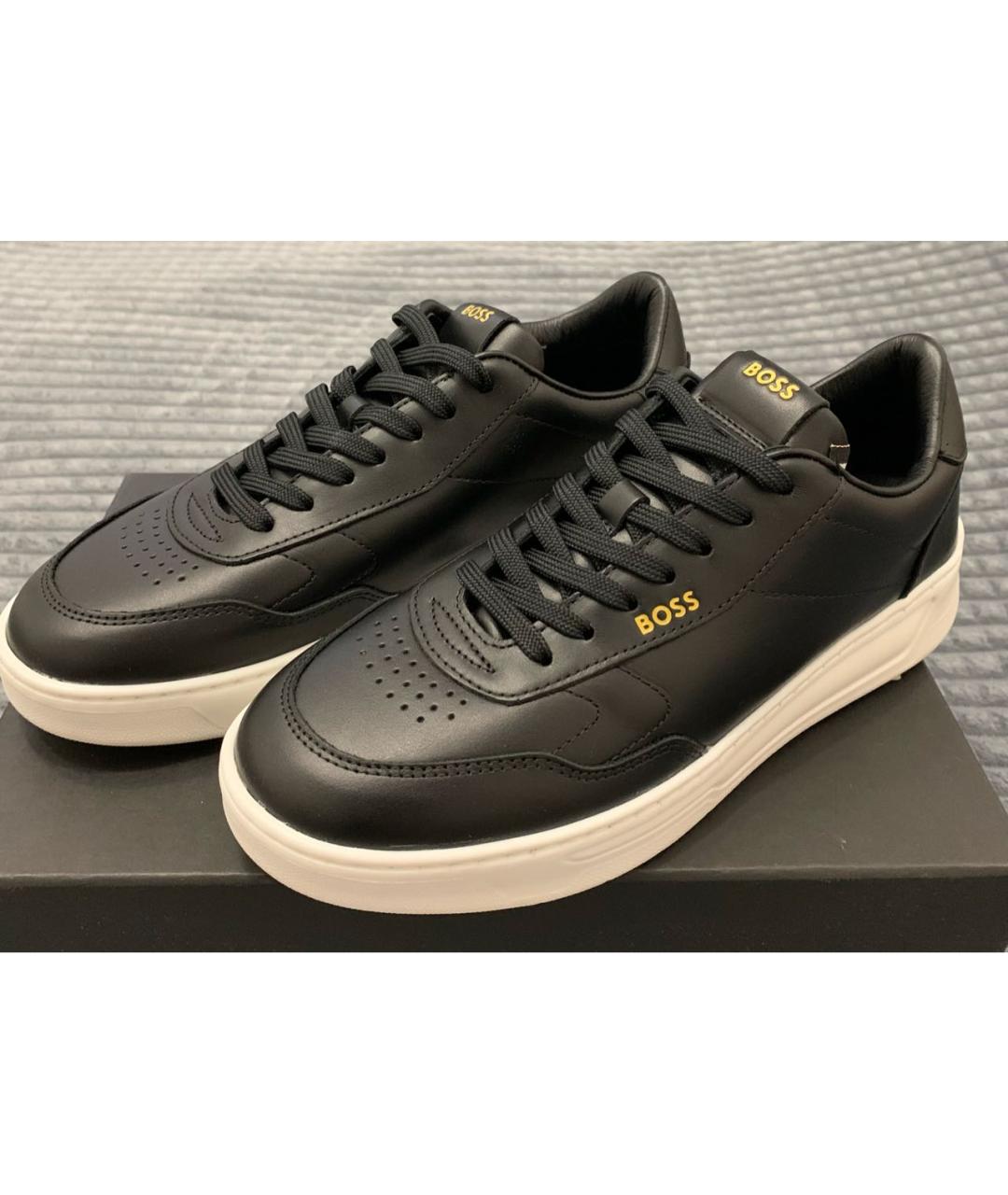 HUGO BOSS Черные кожаные кеды, фото 2