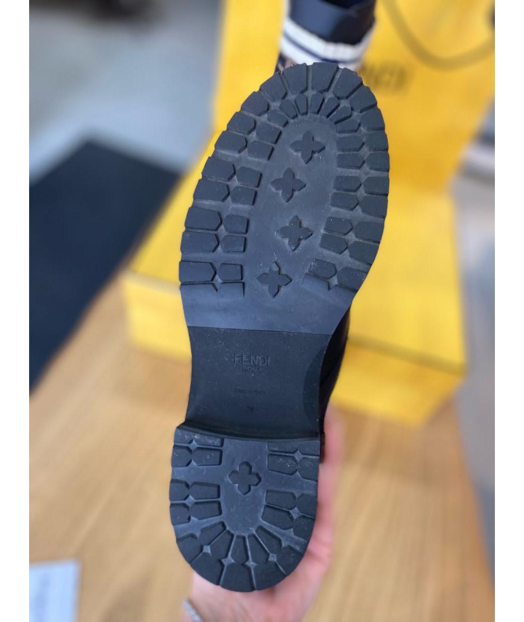 FENDI Черные кожаные ботинки, фото 8