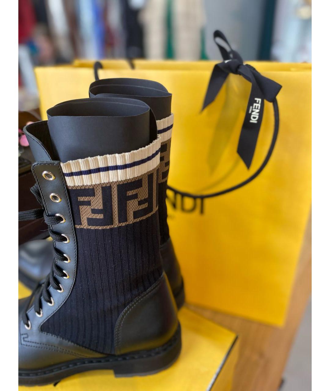 FENDI Черные кожаные ботинки, фото 4