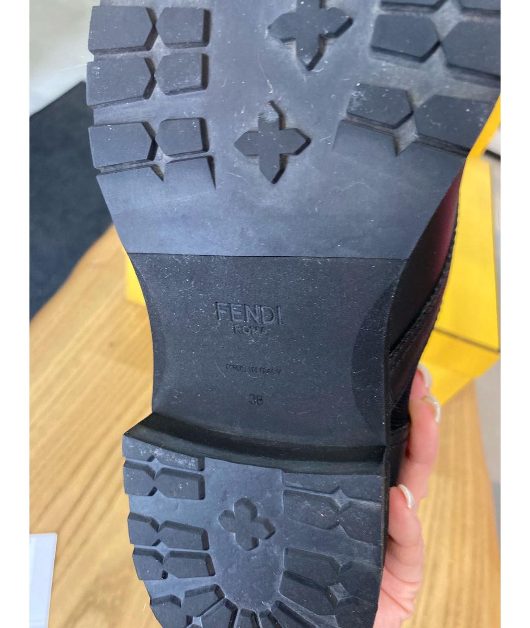 FENDI Черные кожаные ботинки, фото 7