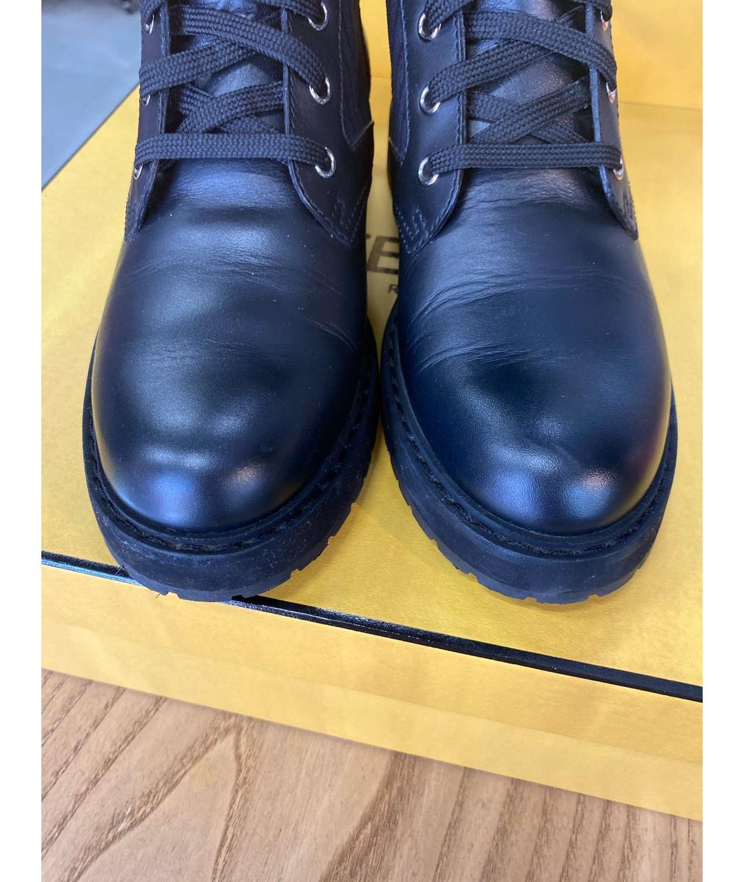 FENDI Черные кожаные ботинки, фото 5