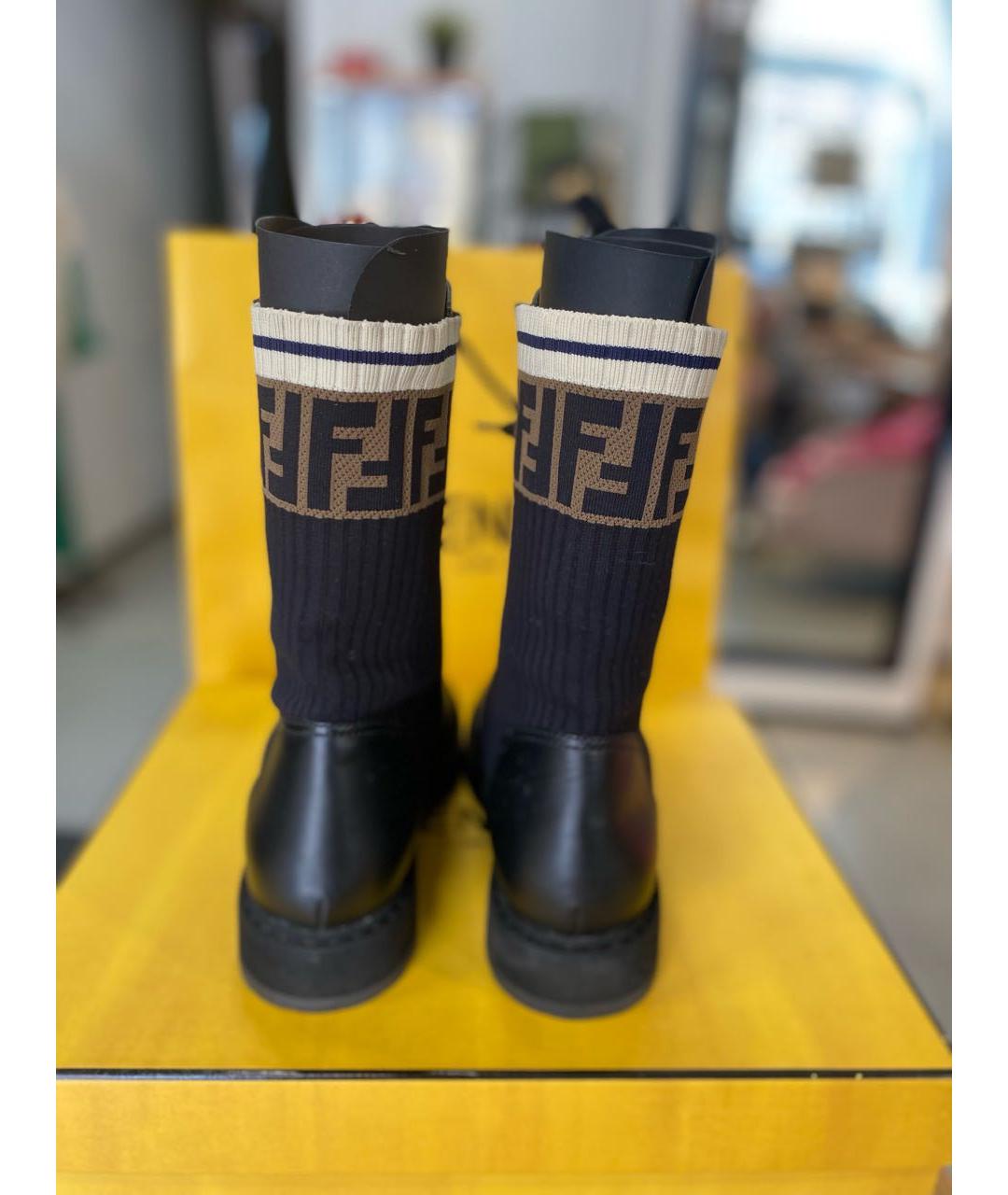 FENDI Черные кожаные ботинки, фото 3