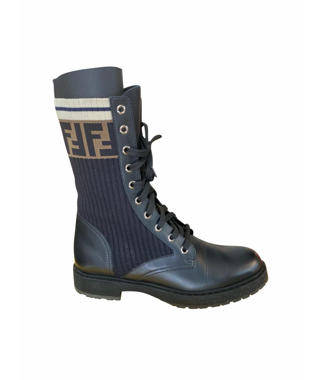 FENDI Черные кожаные ботинки, фото 9