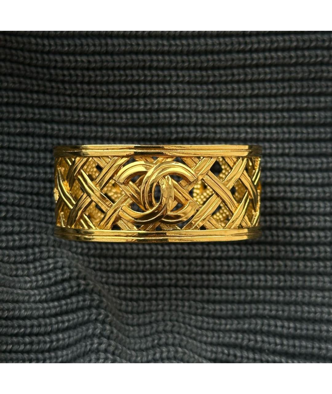 CHANEL Золотой металлический браслет, фото 7