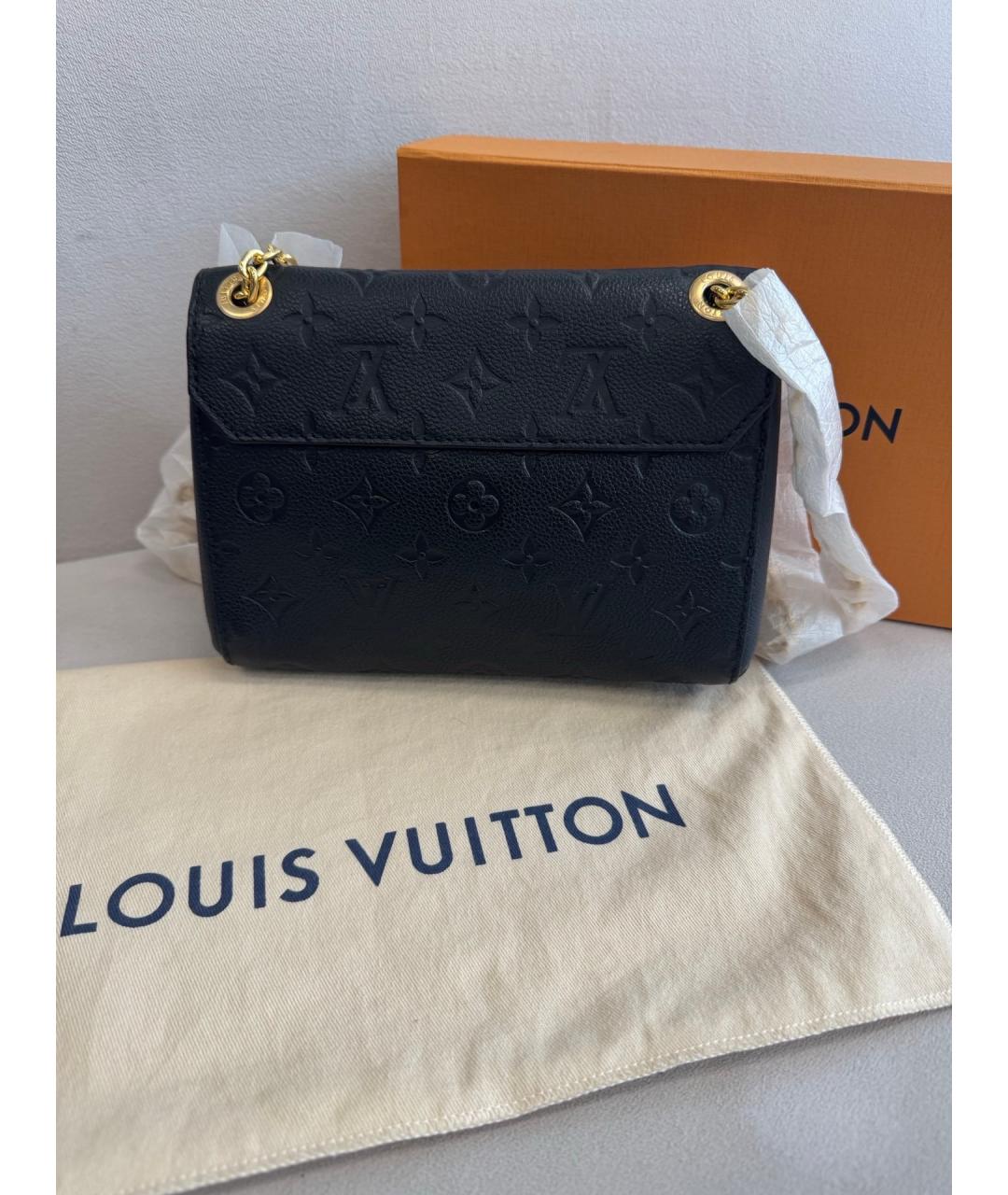 LOUIS VUITTON Черная кожаная сумка через плечо, фото 3