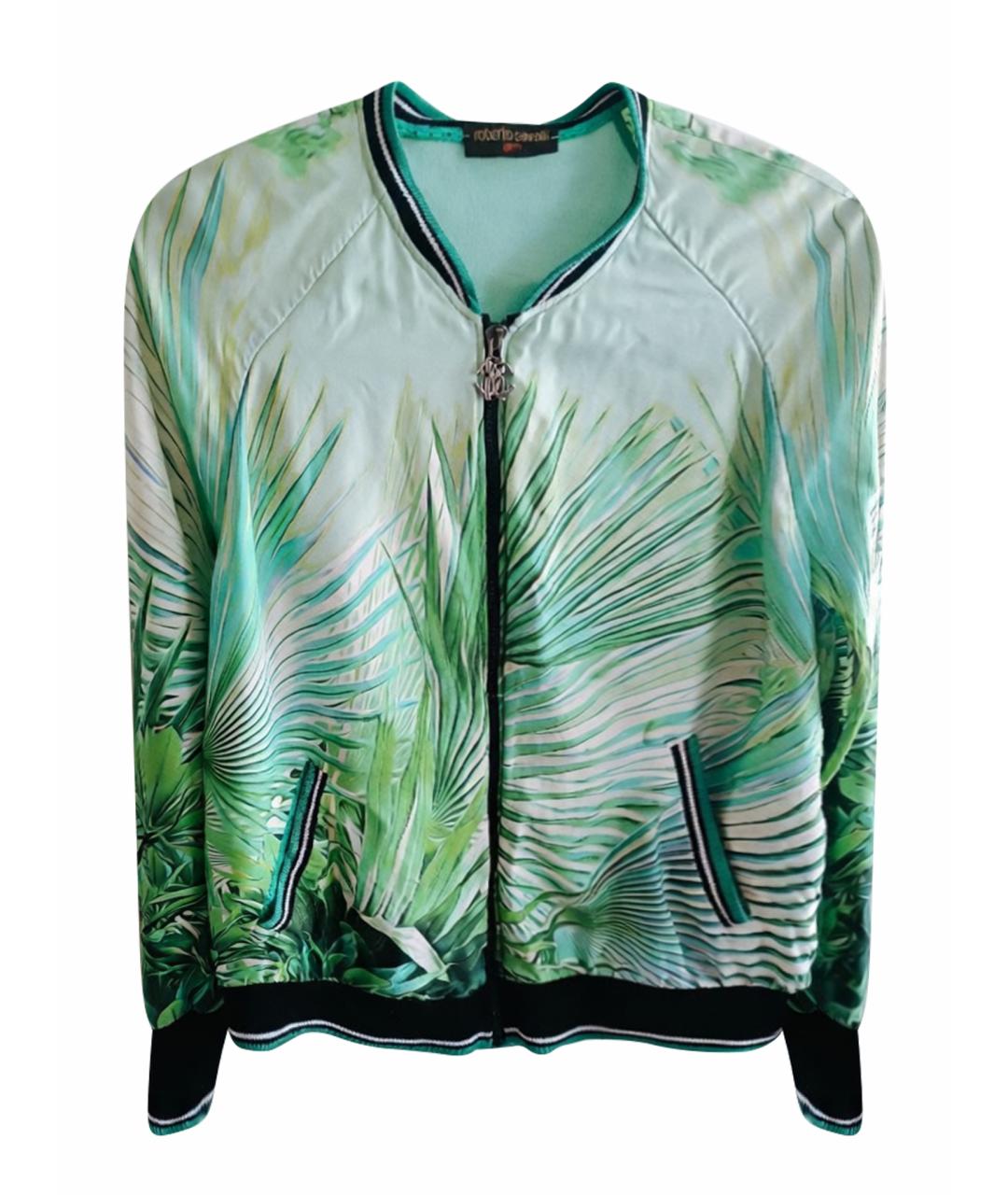 ROBERTO CAVALLI Бирюзовая шелковая спортивная куртка, фото 1