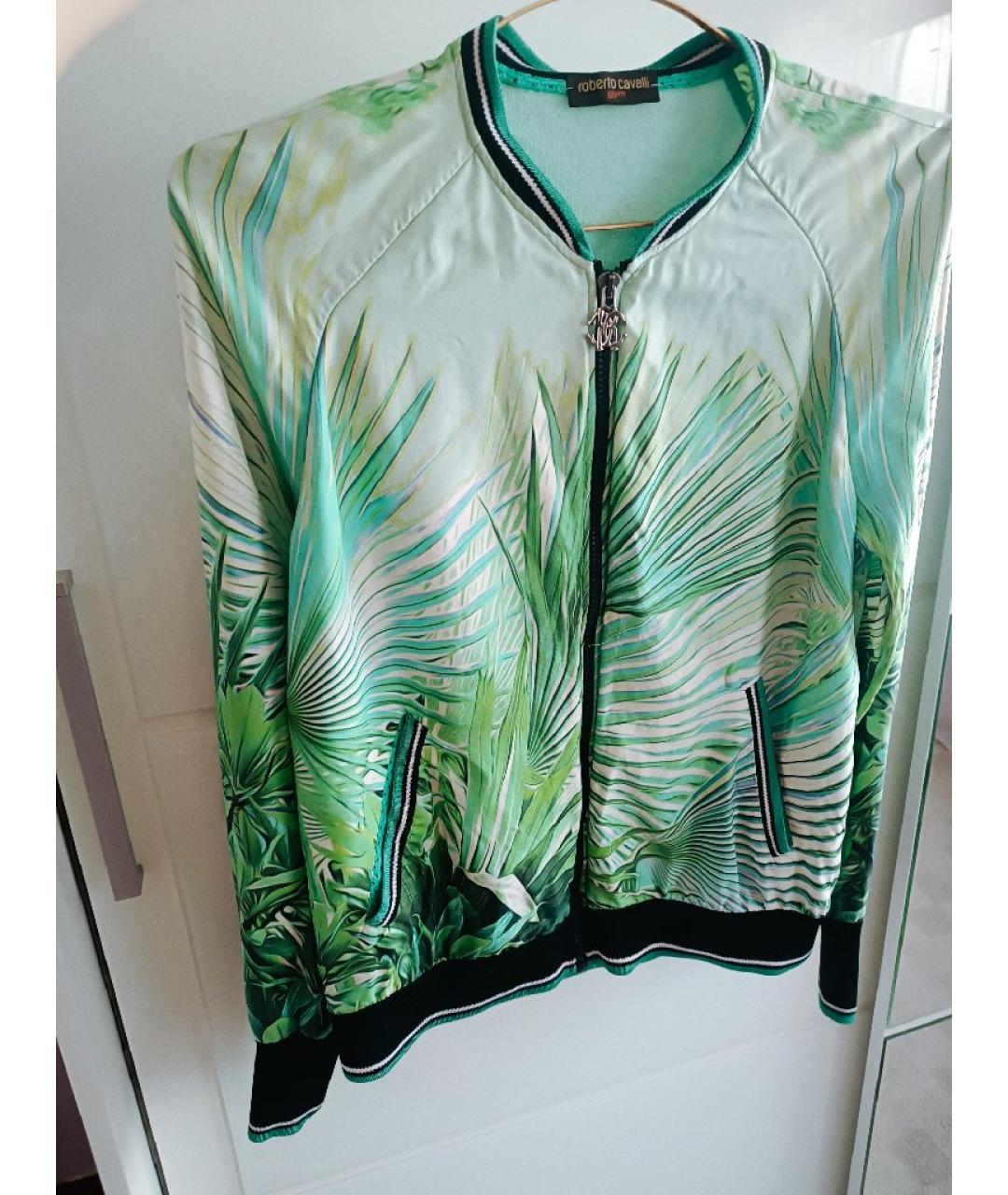 ROBERTO CAVALLI Бирюзовая шелковая спортивная куртка, фото 7