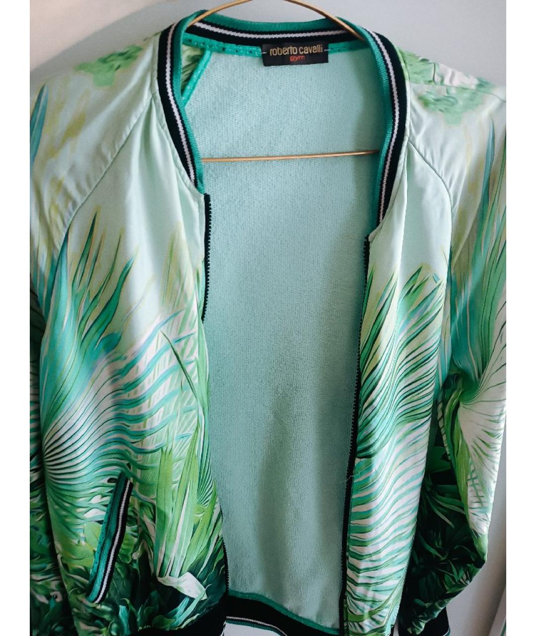 ROBERTO CAVALLI Бирюзовая шелковая спортивная куртка, фото 3