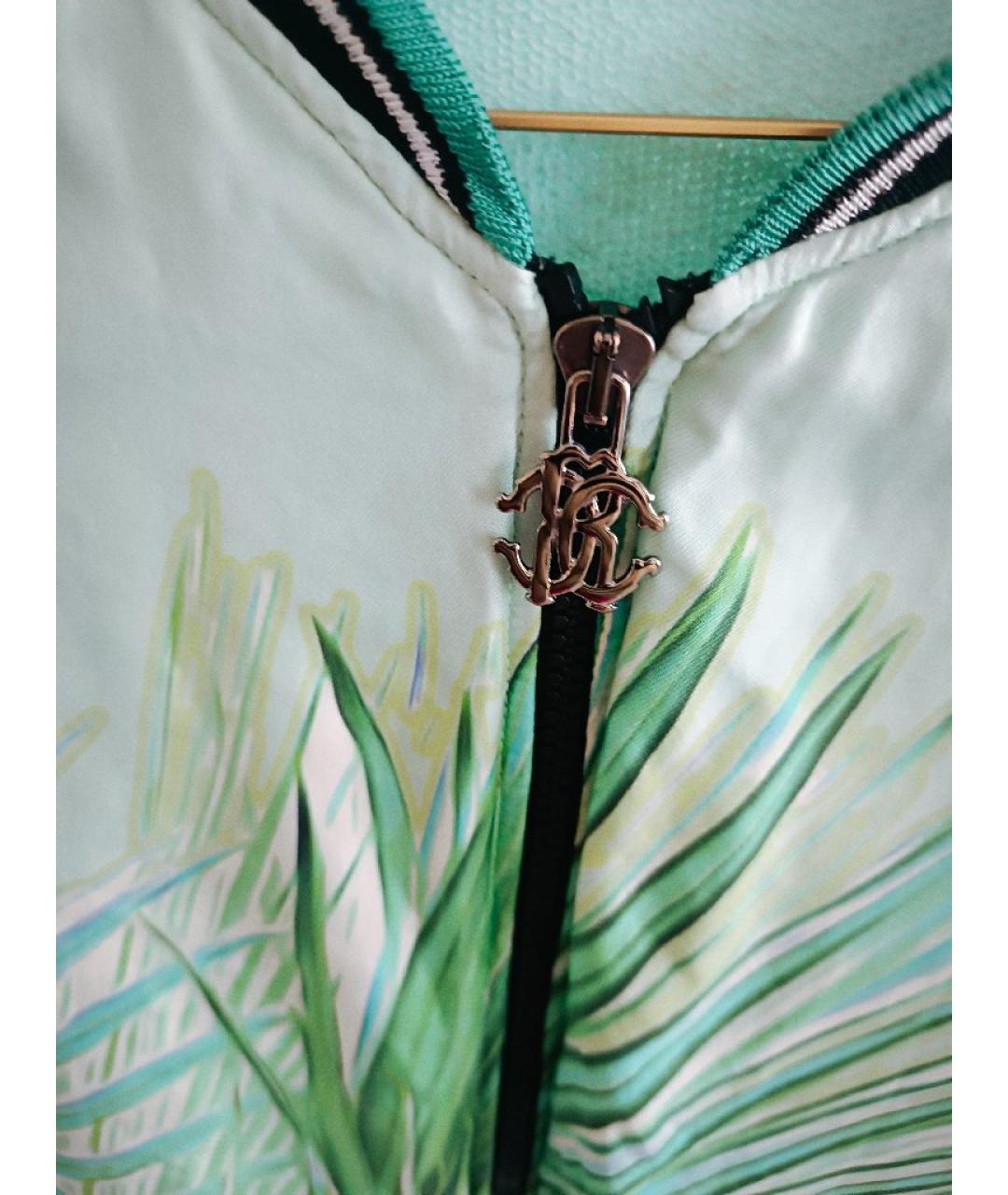 ROBERTO CAVALLI Бирюзовая шелковая спортивная куртка, фото 4