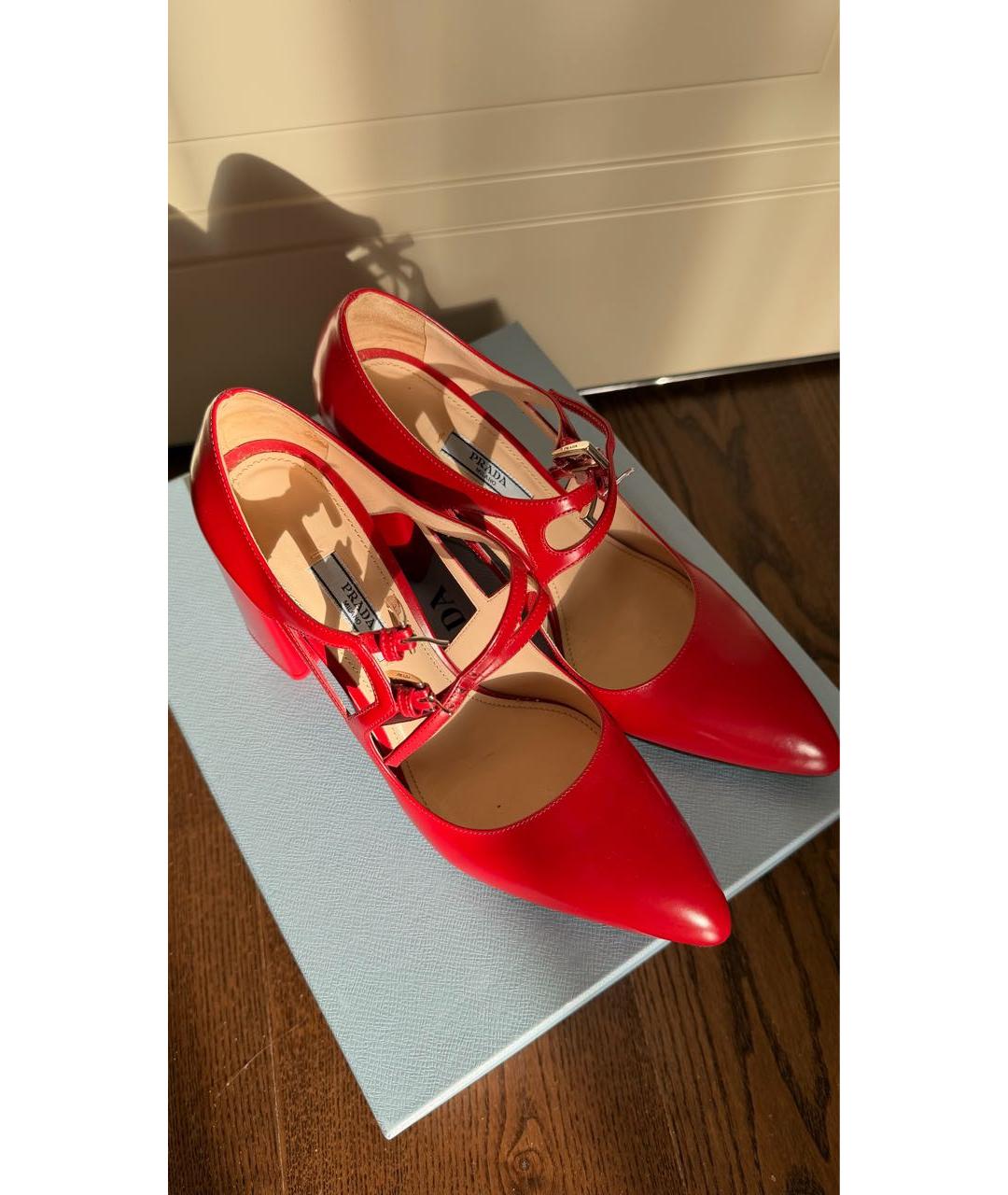 PRADA Красные кожаные туфли, фото 2