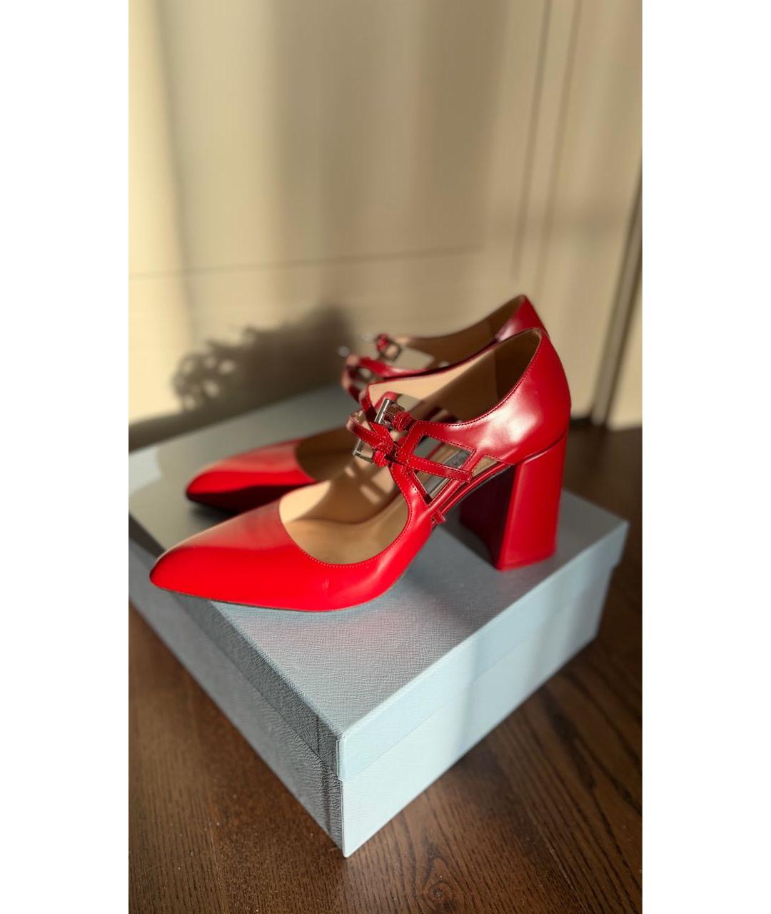 PRADA Красные кожаные туфли, фото 6