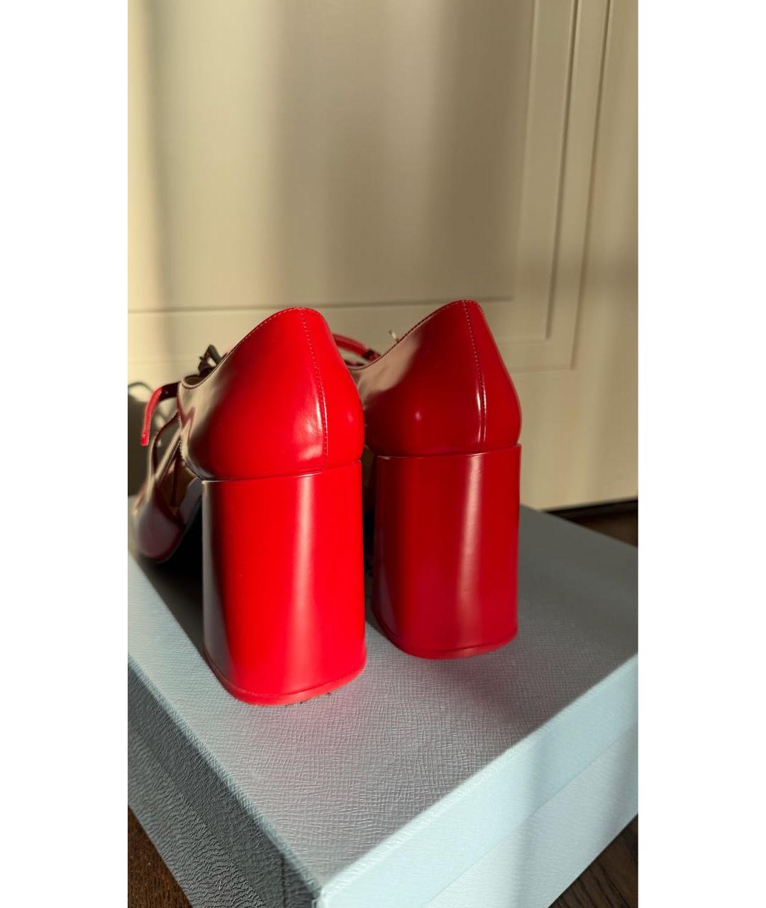 PRADA Красные кожаные туфли, фото 3