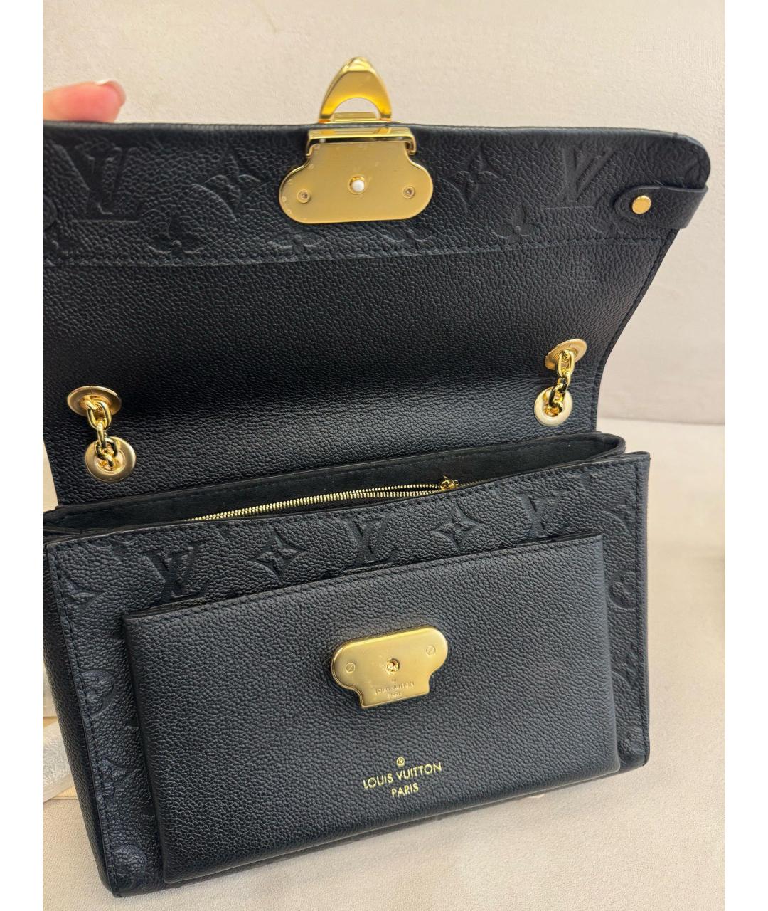 LOUIS VUITTON Черная кожаная сумка через плечо, фото 5