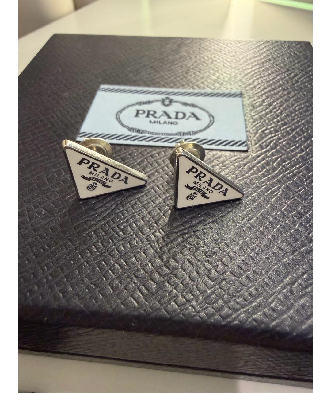 PRADA Белые металлические серьги, фото 3