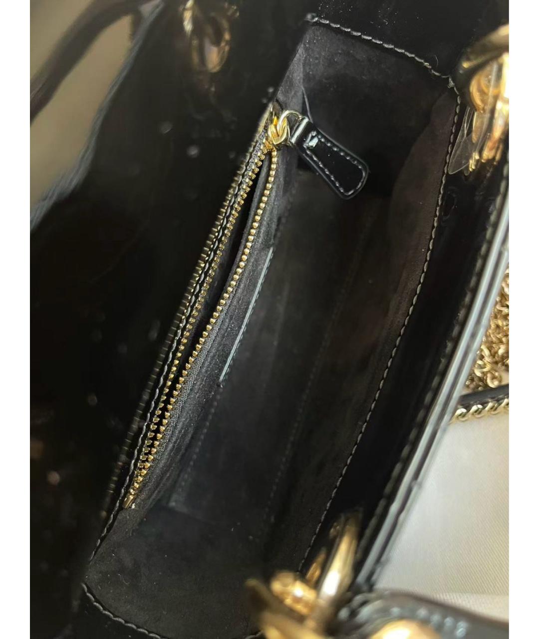 CHRISTIAN DIOR Черная сумка с короткими ручками из лакированной кожи, фото 6