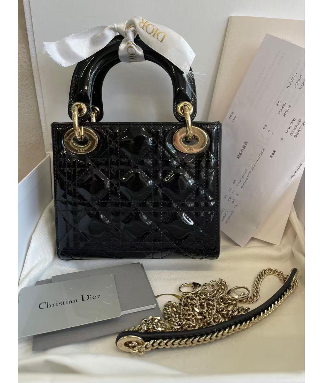 CHRISTIAN DIOR Черная сумка с короткими ручками из лакированной кожи, фото 2