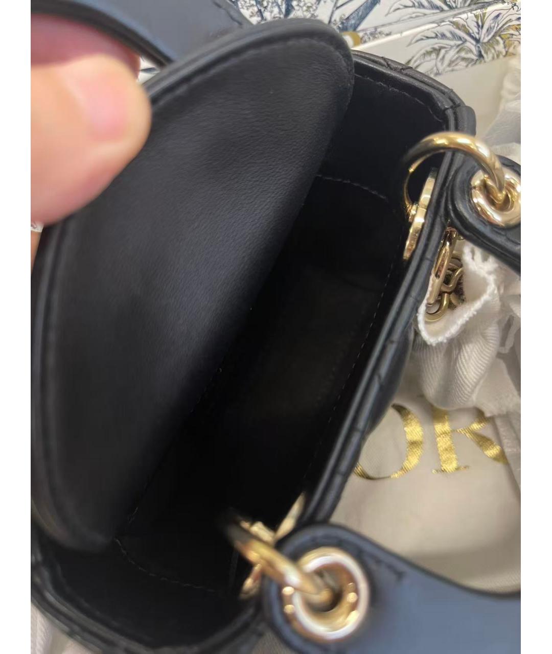 CHRISTIAN DIOR Черная кожаная сумка с короткими ручками, фото 6