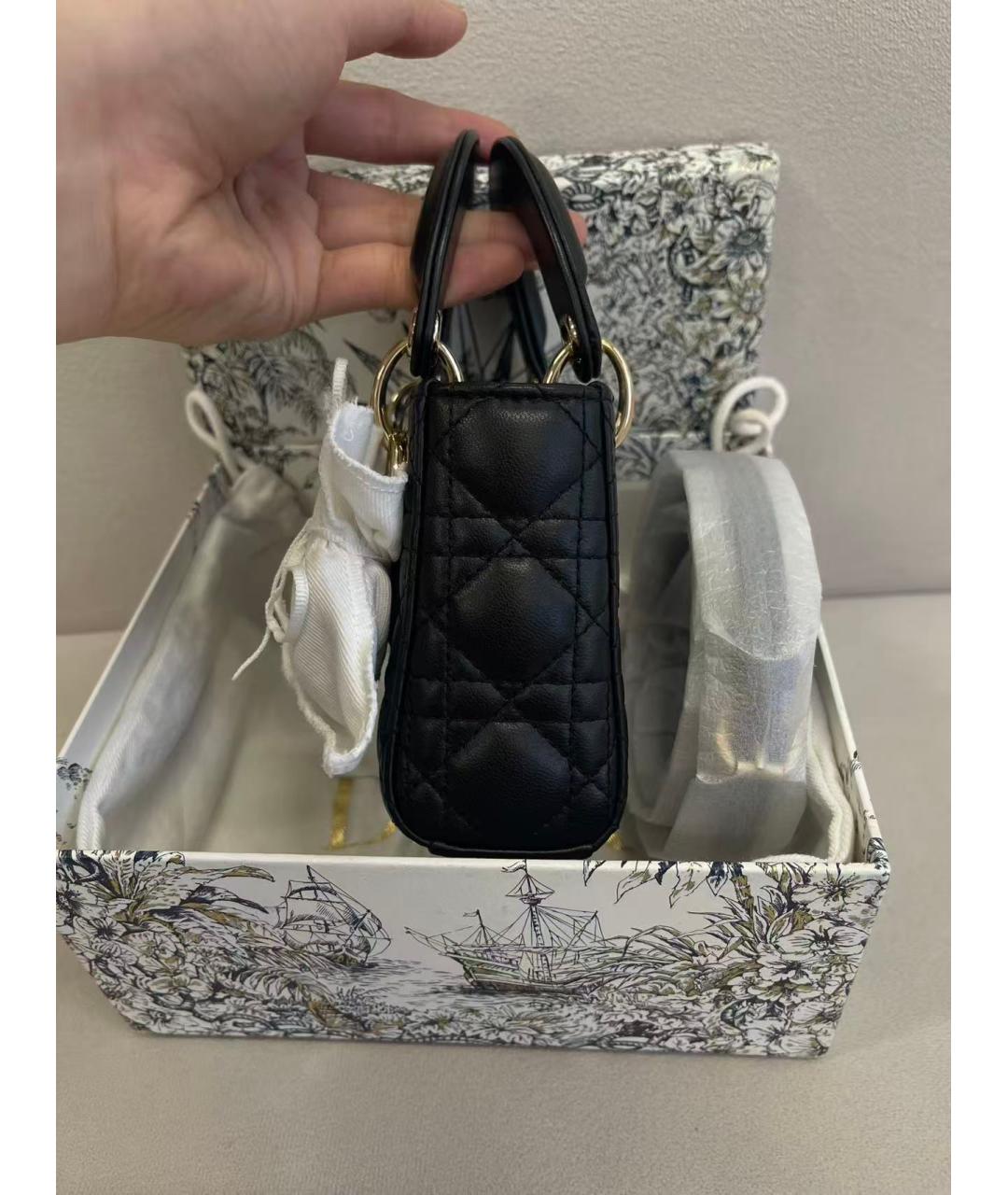 CHRISTIAN DIOR Черная кожаная сумка с короткими ручками, фото 4