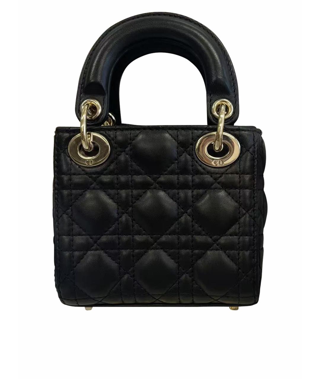 CHRISTIAN DIOR Черная кожаная сумка с короткими ручками, фото 1