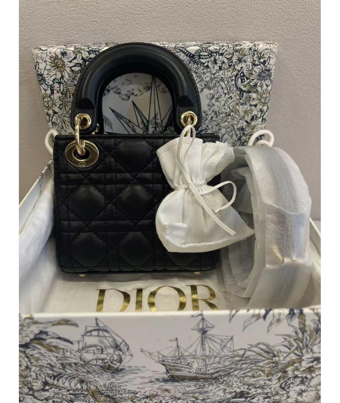 CHRISTIAN DIOR Черная кожаная сумка с короткими ручками, фото 2