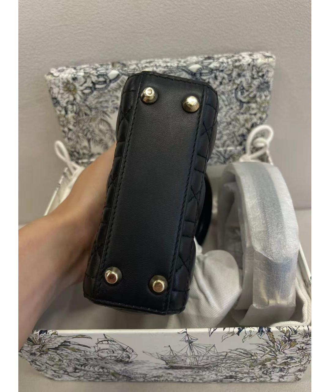 CHRISTIAN DIOR Черная кожаная сумка с короткими ручками, фото 5