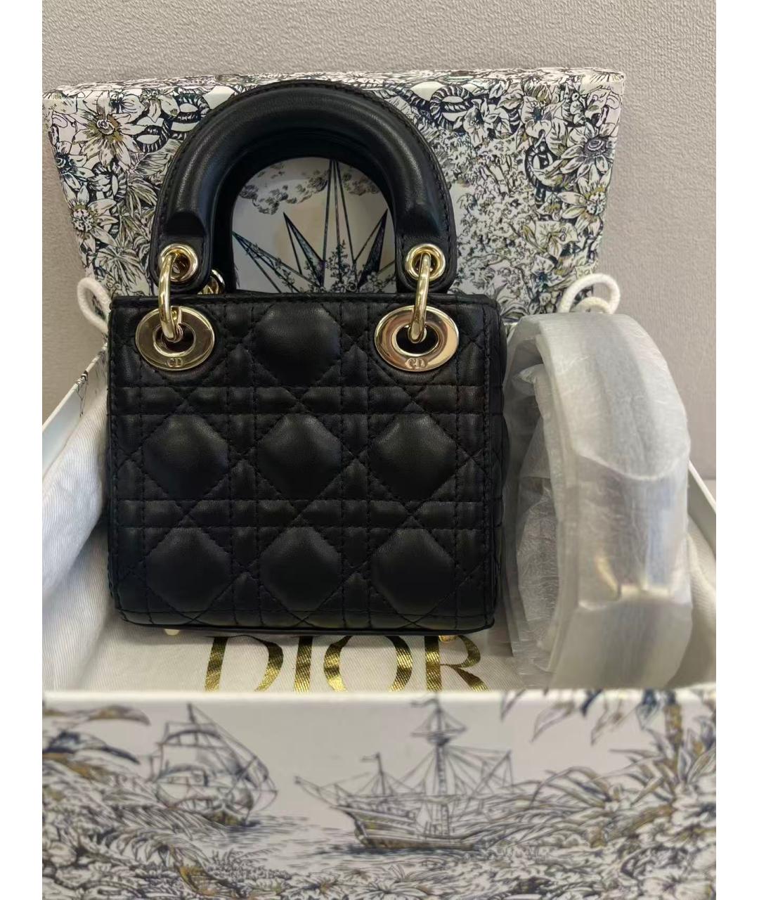 CHRISTIAN DIOR Черная кожаная сумка с короткими ручками, фото 7