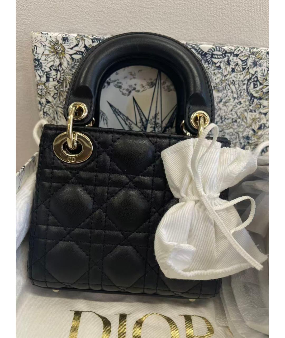 CHRISTIAN DIOR Черная кожаная сумка с короткими ручками, фото 3