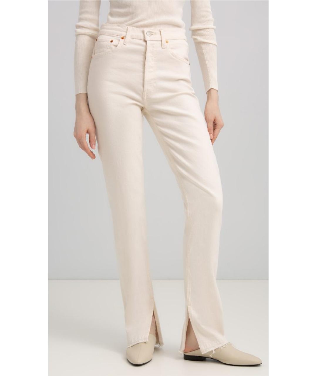 RE/DONE Бежевые хлопковые джинсы слим, фото 6