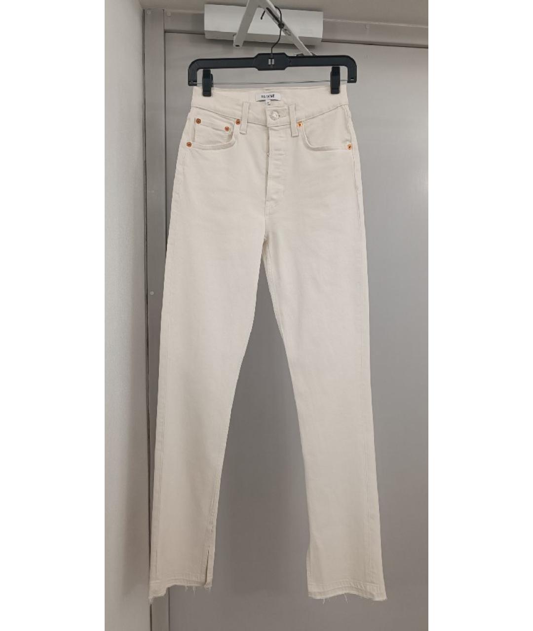 RE/DONE Бежевые хлопковые джинсы слим, фото 9