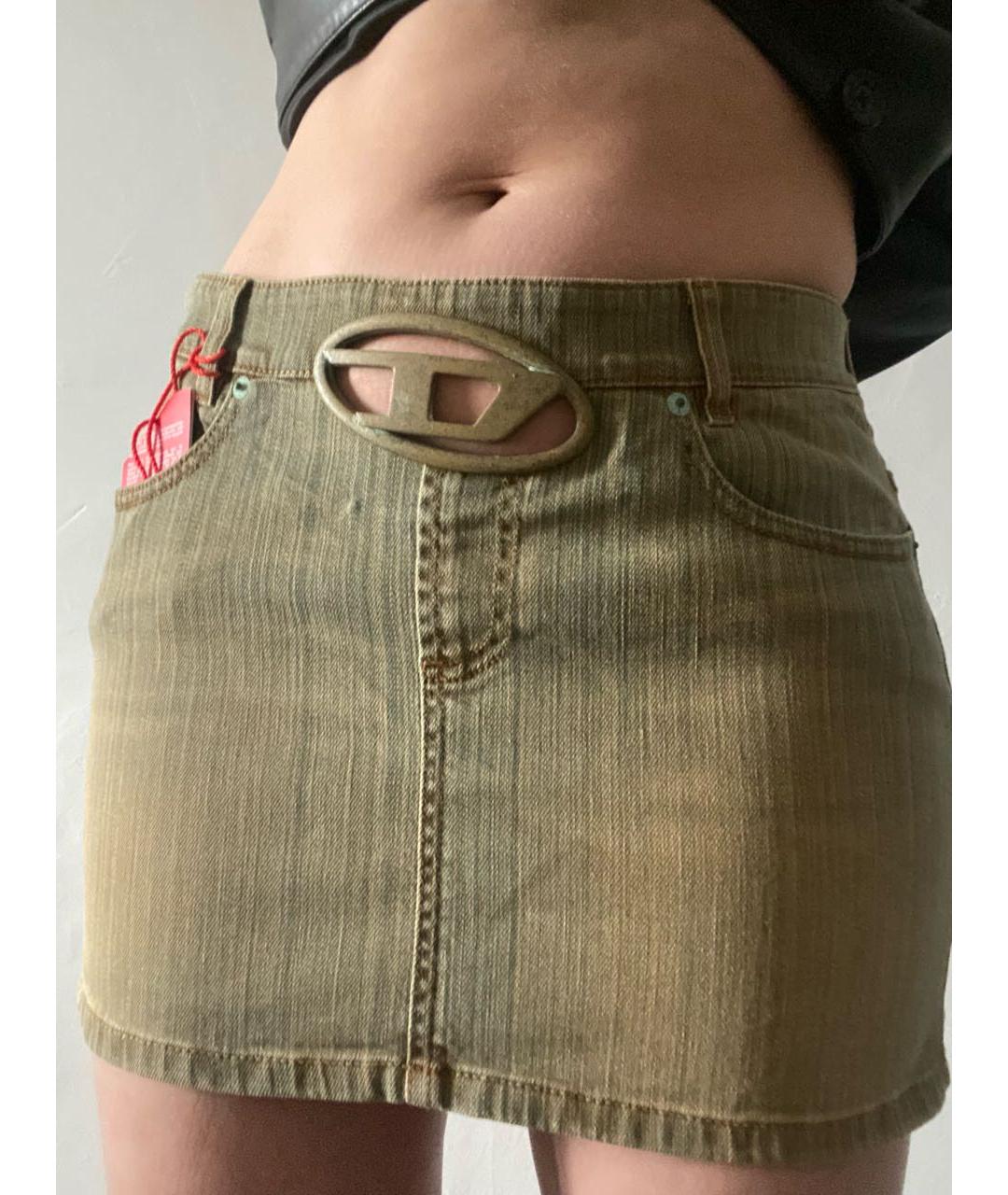 DIESEL Хлопко-эластановая юбка мини, фото 3