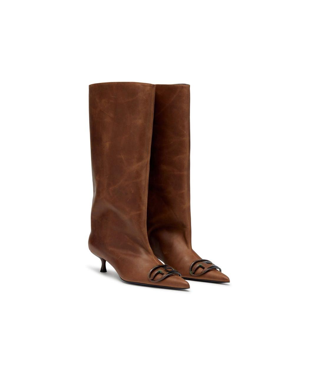 DIESEL Коричневые кожаные сапоги, фото 2