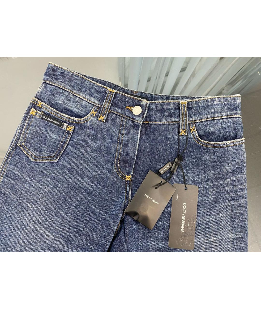 DOLCE&GABBANA Синие хлопковые прямые джинсы, фото 3