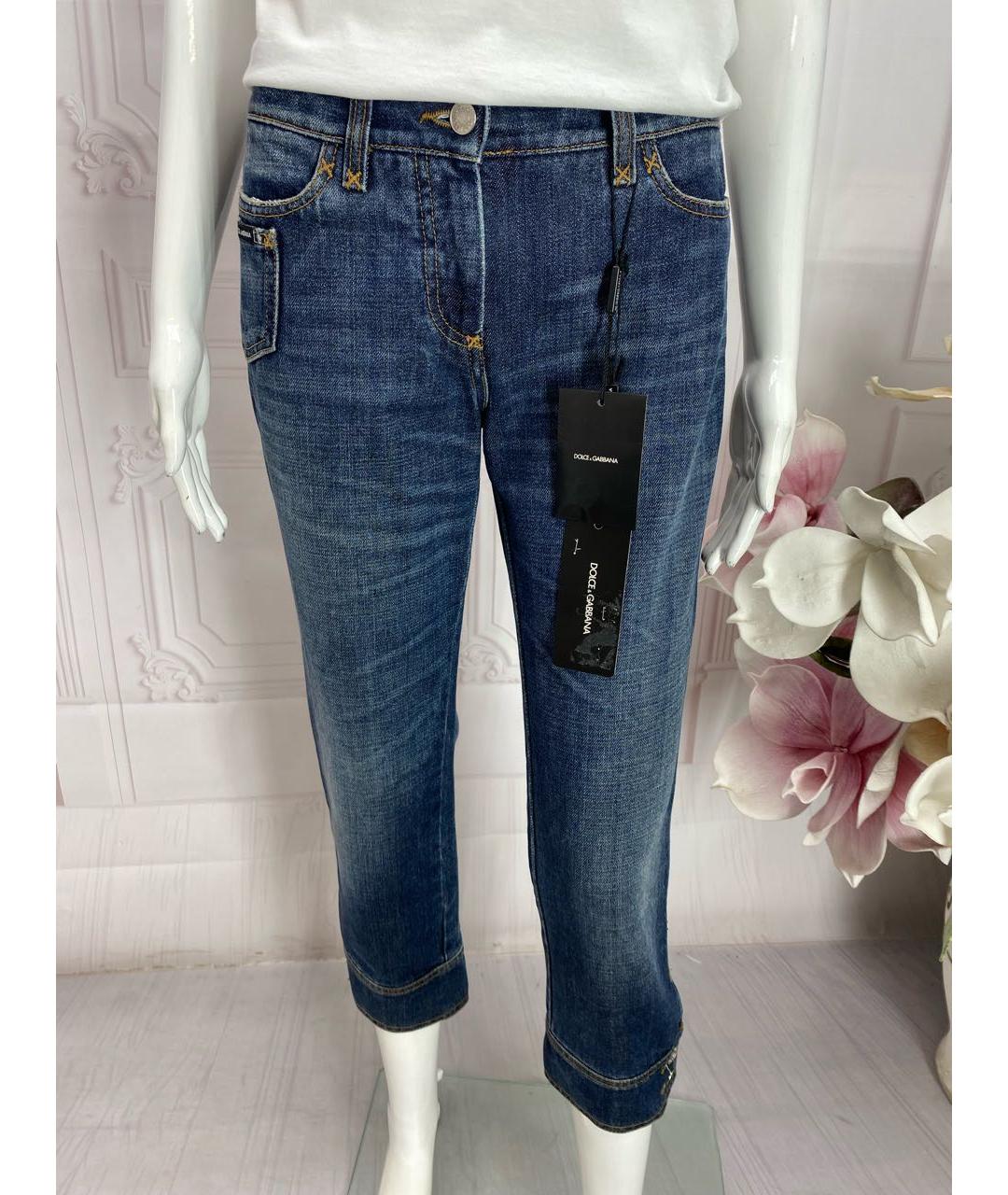DOLCE&GABBANA Синие хлопковые прямые джинсы, фото 5