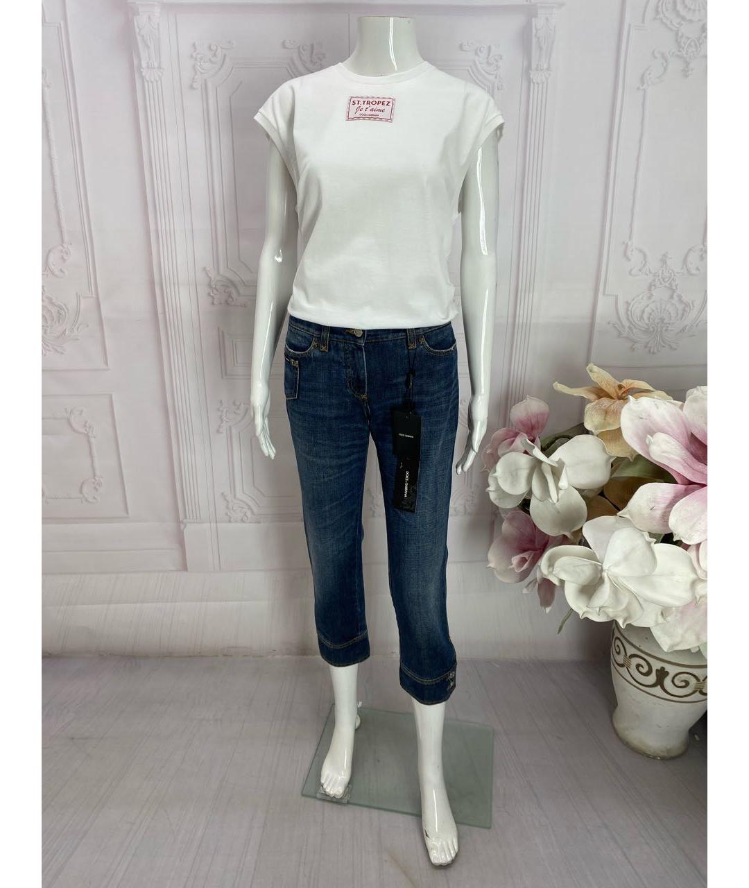 DOLCE&GABBANA Синие хлопковые прямые джинсы, фото 7