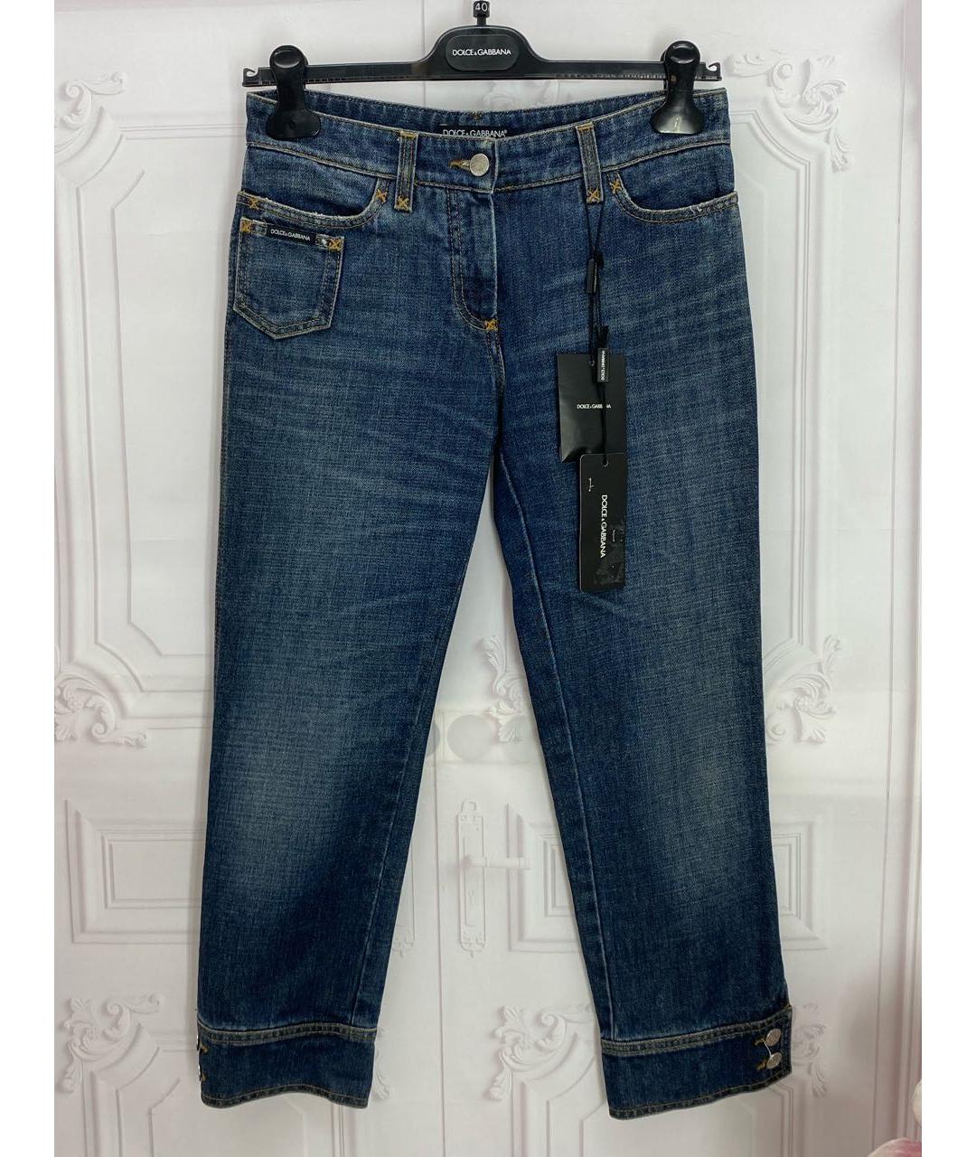 DOLCE&GABBANA Синие хлопковые прямые джинсы, фото 8
