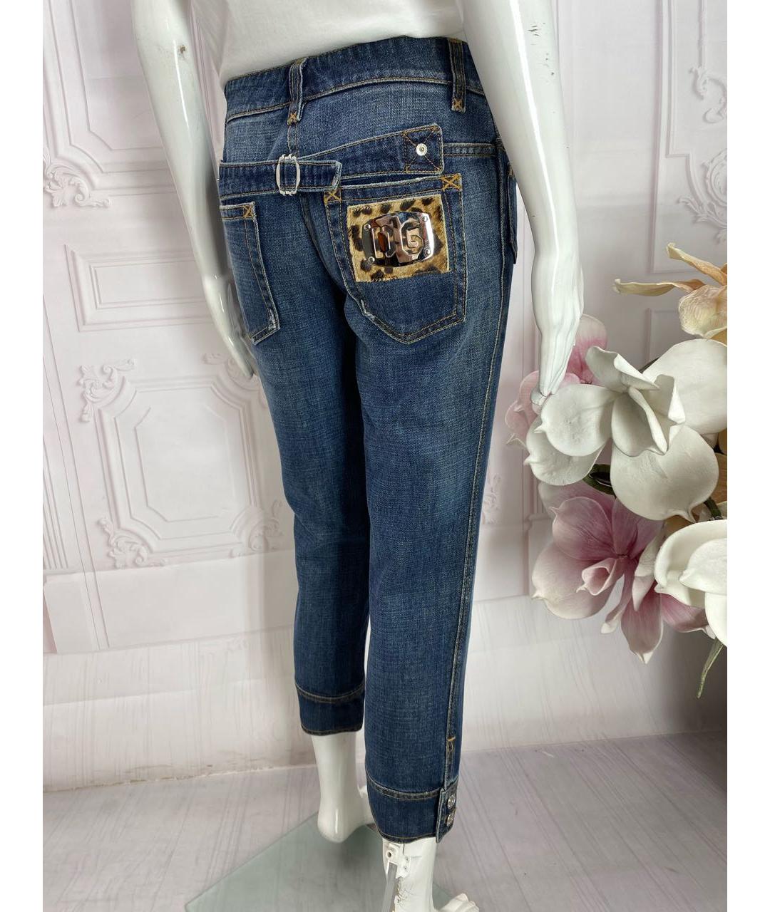 DOLCE&GABBANA Синие хлопковые прямые джинсы, фото 2