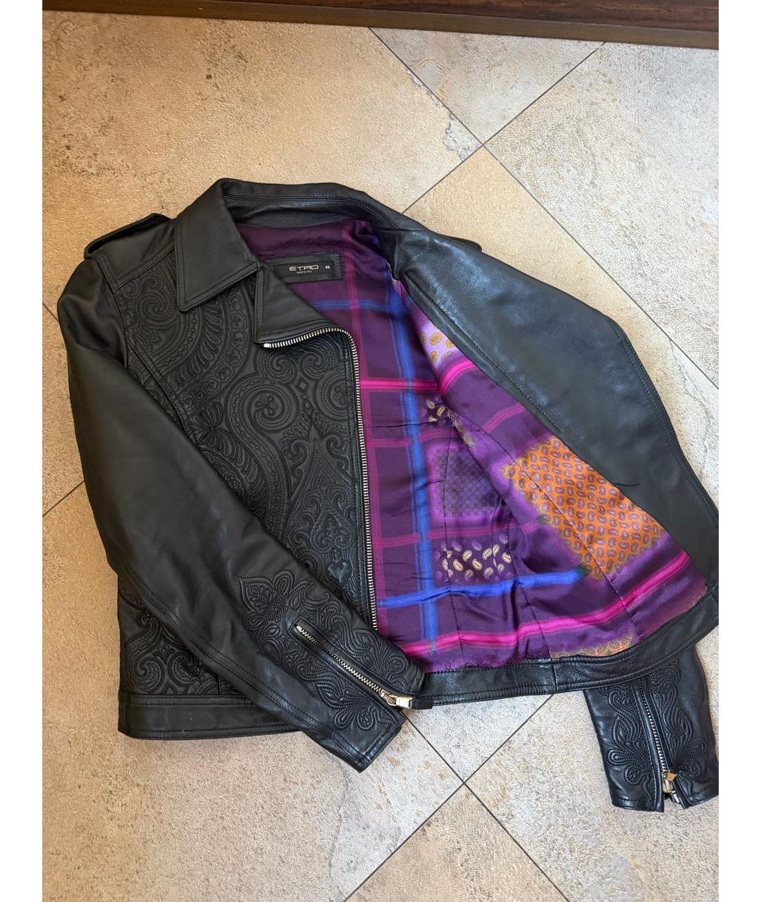 ETRO Черная кожаная куртка, фото 4