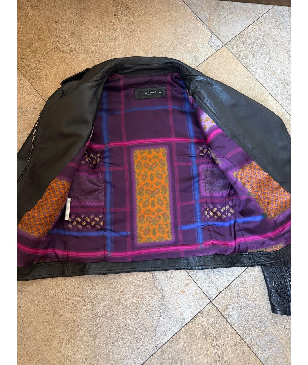 ETRO Черная кожаная куртка, фото 3