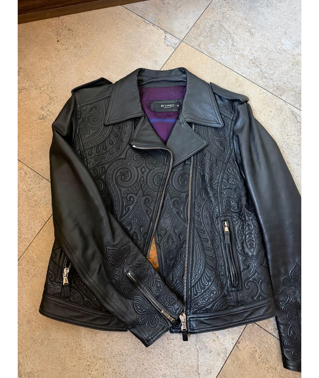 ETRO Черная кожаная куртка, фото 5