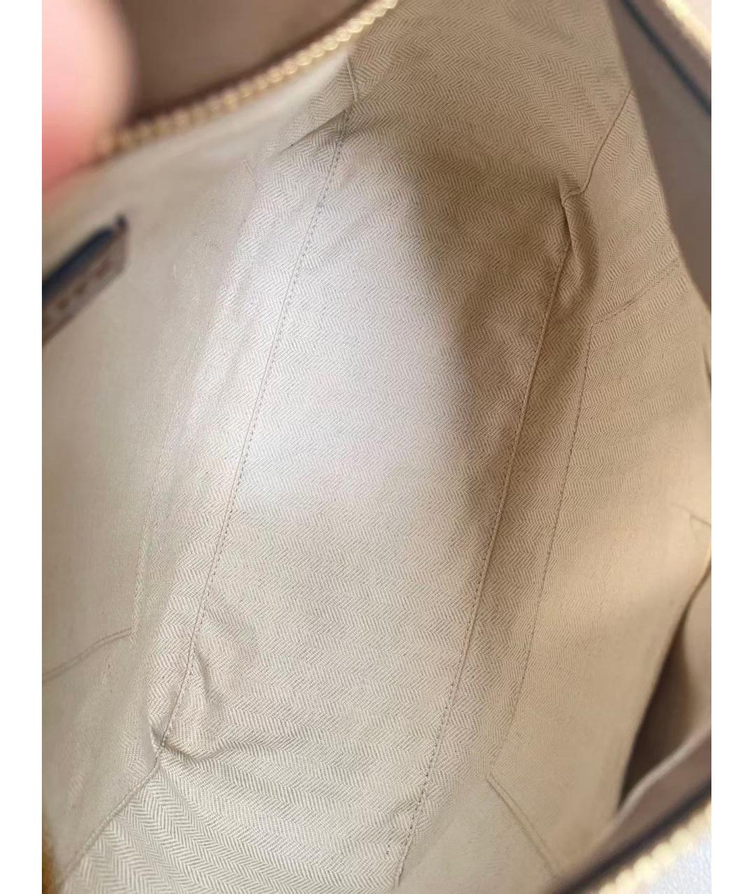 LOEWE Бежевая кожаная сумка с короткими ручками, фото 6