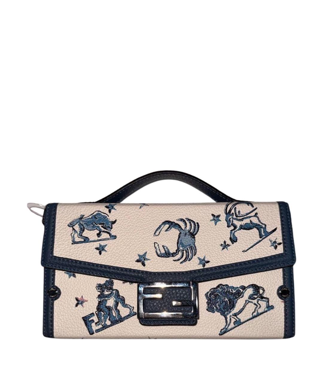 FENDI Голубая кожаная сумка с короткими ручками, фото 1